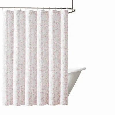Truly Soft Printed Bow Shower Curtain In White,pink