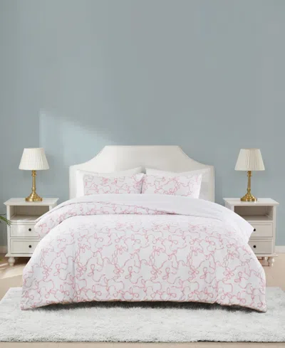 Truly Soft Printed Bow Whimsy 3-pc. Duvet Set, King In Pink