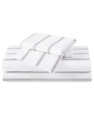 Truly Soft Printed Microfiber 4-pc. Sheet Set, Twin Xl In Ticking Stripe White,grey