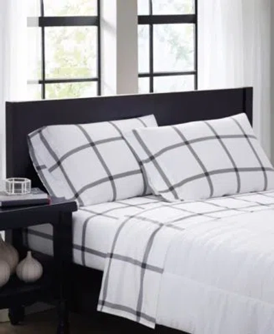 Truly Soft Printed Microfiber Sheet Sets In Ticking Stripe White,navy