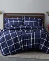 Truly Soft Printed Windowpane Navy White 3pc Comforter Set In White