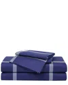 Truly Soft Printed Windowpane Navy White Sheet Set In White