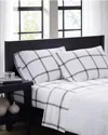 Truly Soft Printed Windowpane White Charcoal Sheet Set In White