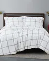 Truly Soft Printed Windowpane White Grey 3pc Duvet Cover Set In White
