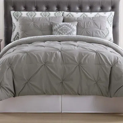 Truly Soft Pueblo Microfiber Modern & Contemporary Comforter Set In Gray