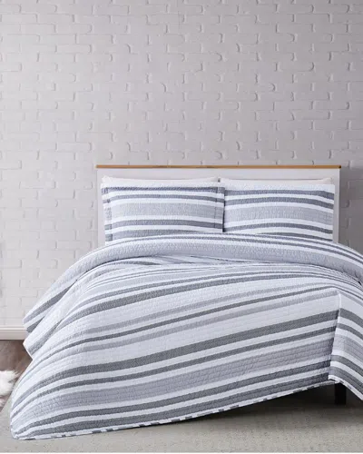 Truly Soft Curtis Stripe Quilt Sets In White