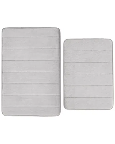 Truly Soft Solid Memory Foam Set Of 2 Bath Rug In Grey
