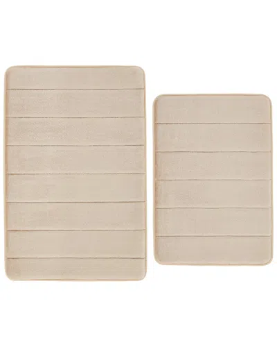 Truly Soft Solid Memory Foam Set Of 2 Bath Rug In Tan