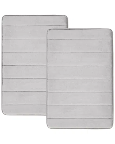 Truly Soft Solid Memory Foam Set Of 2 Bath Rugs In Grey