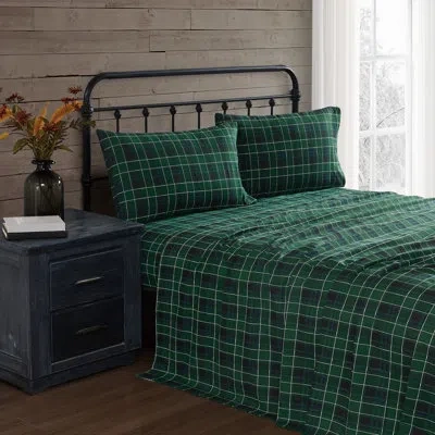 Truly Soft Tartan Plaid Flannel Sheet Set In Blue And Green