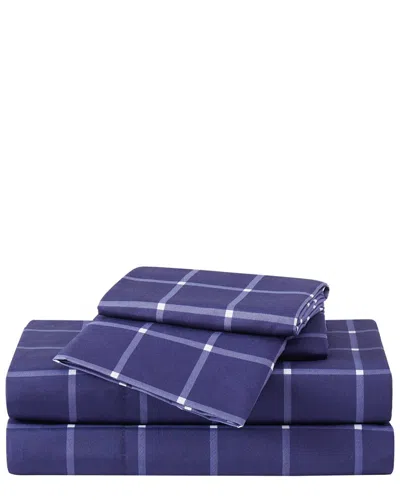 Truly Soft Tattersall Navy White Sheet Set In Blue