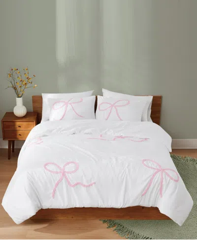 Truly Soft Textured Bow 3-piece Comforter Set, King In Multi