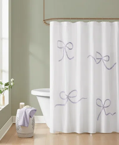 Truly Soft Textured Bow Shower Curtain, 72" X 72" In Blue