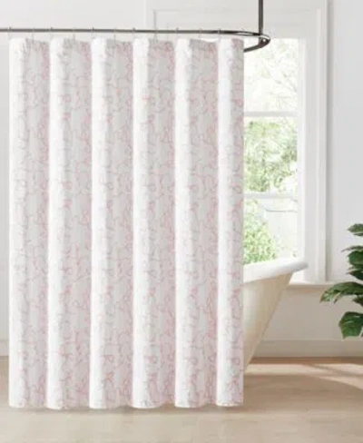 Truly Soft Textured Bow Shower Curtain In Pink