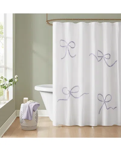 Truly Soft Textured Bow Shower Curtain In White