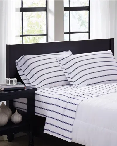 TRULY SOFT TRULY SOFT TICSTRIPE WHITE NAVY SHEET SET