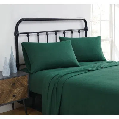 Truly Soft Traditional Cozy 100% Cotton Flannel Sheet Set In Green