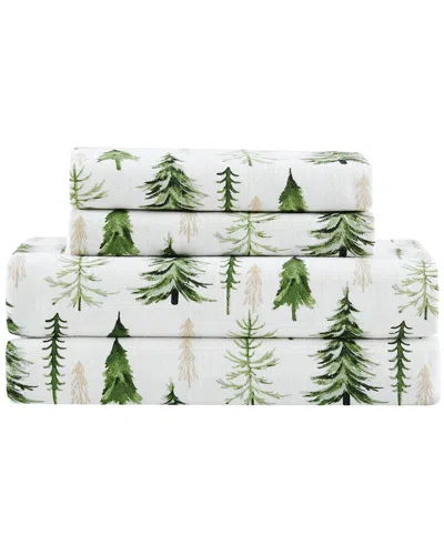 Truly Soft Trees Flannel Sheet Set In Green