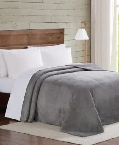 Truly Soft Velvet Plush Blanket, Full/queen In Grey