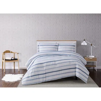 Truly Soft Waffle Stripe Duvet Cover Set In Blue