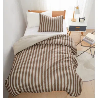 Truly Soft Weston Stripe Microfiber Duvet Sets In Brown Striped