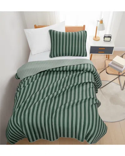 Truly Soft Weston Stripe Quilt Set In Green