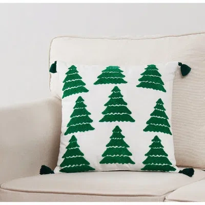 Truly Soft Winter Tree 18x18 Decorative Pillow In White;green