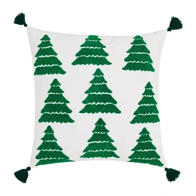 Truly Soft Winter Tree Decorative Bed Pillow In Green