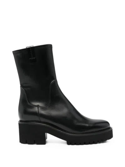 Truman's Chunky-sole Leather Ankle Boots In Black