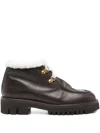 Truman's Shearling-trimmed Lace-up Boots In Brown