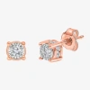 Trumiracle 1/2 Ct. T.w. Natural Diamond 10k Or 14k Gold Round Stud Earrings In Pink