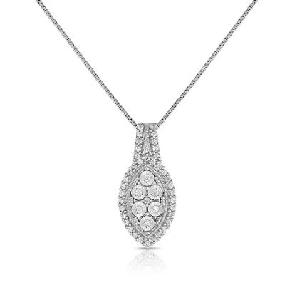 Trumiracle 1/4 Ct.t.w. Natural Diamond Sterling Silver Pendant Necklace In Transparent