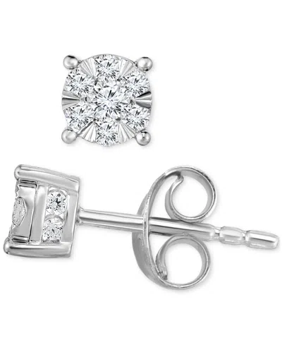 Trumiracle Diamond Cluster Stud Earrings (1/2 Ct. T.w.) In 14k White Gold