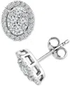 Trumiracle Diamond Halo Oval Cluster Halo Stud Earrings (1/3 Ct. T.w.) In 14k White Gold In White Gold