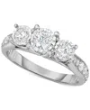 Trumiracle Diamond Three Stone Engagement Ring (1 Ct. T.w.) In 14k White Gold In White Gold