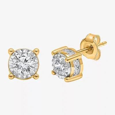 Trumiracle Tru Miracle 1 1/2 Ct. T.w. Lab Grown White Diamond 10k Gold 6.7mm Round Stud Earrings In Yellow