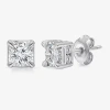 Trumiracle Tru Miracle 1 1/2 Ct. T.w. Lab Grown White Diamond 10k White Gold 6.3mm Stud Earrings In White