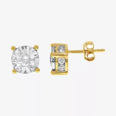 Trumiracle Tru Miracle 1 1/2 Ct. T.w. Natural Diamond Round Stud Earrings In 14k Gold In Yellow