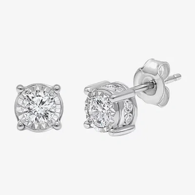 Trumiracle Tru Miracle 1 Ct. T.w. Lab Grown White Diamond 10k Gold 6.8mm Round Stud Earrings