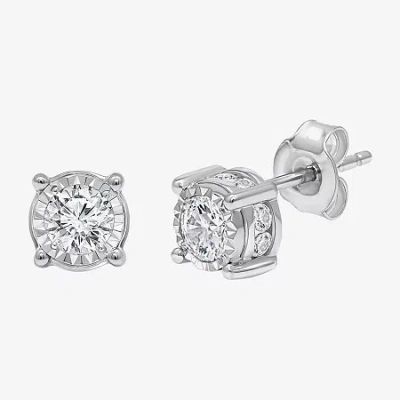 Trumiracle Tru Miracle 1 Ct. T.w. Natural Diamond Round Stud Earrings In 14k Gold In White