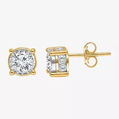 Trumiracle Tru Miracle 2 Ct. T.w. Lab Grown White Diamond 14k Gold 6.7mm Round Stud Earrings In Yellow