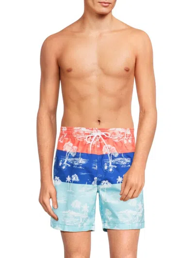Trunks Surf + Swim Men's Sano Colorblocked Print Swim Shorts In True Blue