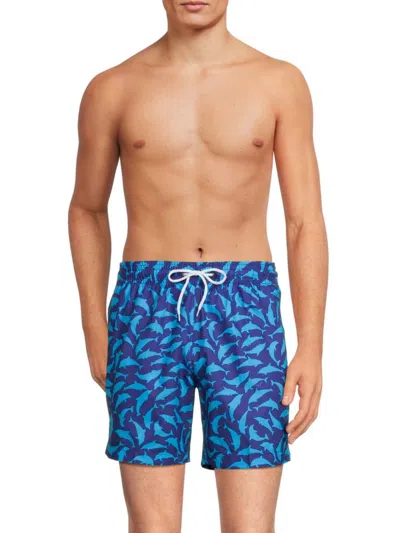 Trunks Surf + Swim Men's Sano Dolphin Print Swim Shorts In Liberty Blue