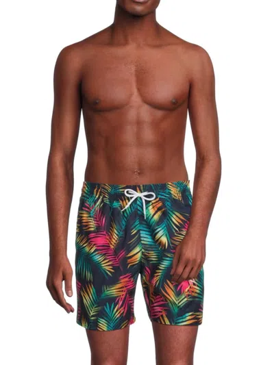 Trunks Surf + Swim Men's Sano Leaf Print Swim Shorts In Marine Green Multi