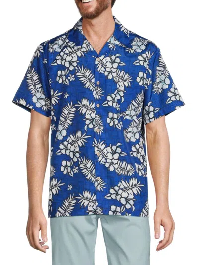 Trunks Surf + Swim Men's Waikiki Floral Camp Shirt In Dusk Blue