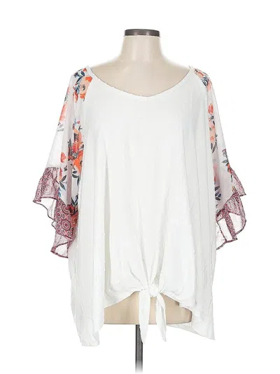 Pre-owned Truself 3/4 Sleeve Blouse In White