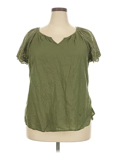 Pre-owned Truself Short Sleeve Blouse In Green