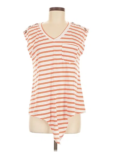 Pre-owned Truself Short Sleeve Top Orange V Neck Tops