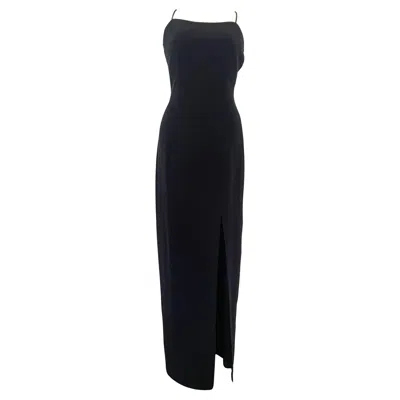 Pre-owned Trussardi 90s Black Long Evening Halter Dress With Open Back And Split