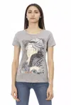 Trussardi Action Chic Gray Short Sleeve Tee With Front Print In Gray